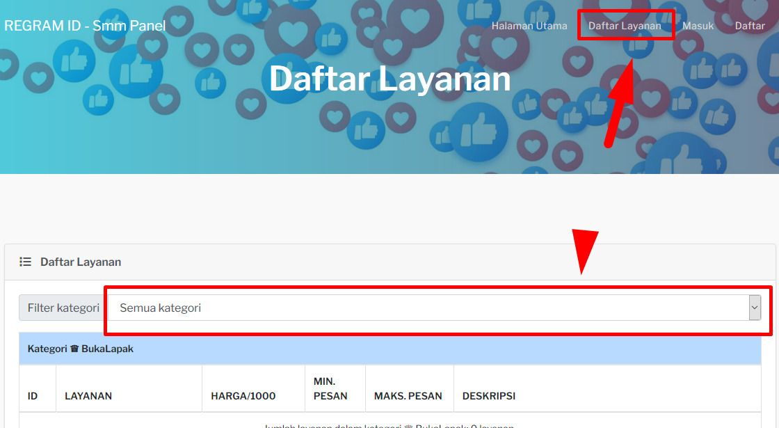 Beberapa layanan yang ada di Regram ID Beberapa layanan yang ada di Regram ID