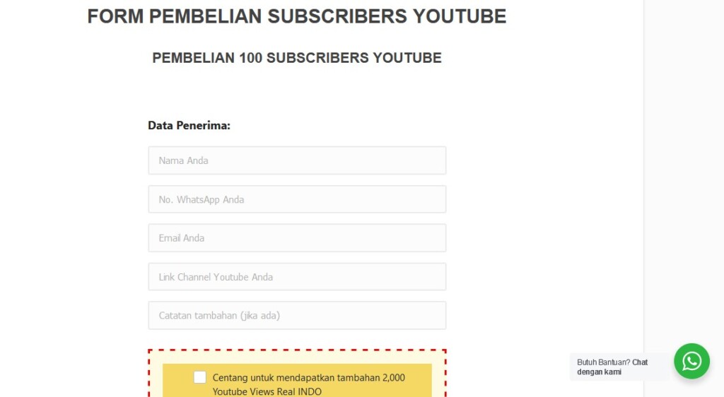Cara membeli subscriber youtube aktif yang mudah - mengisi formulir pembelian Cara membeli subscriber youtube aktif yang mudah - mengisi formulir pembelian
