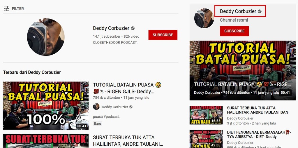 Cara memilih nama channel Youtube keren - memakai nama sendiri
