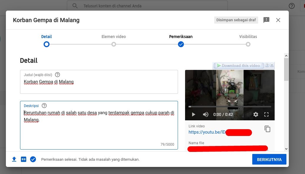 Gambar 1 - Cara upload video di Youtube lewat PC atau laptop