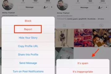 report melalui profil akun