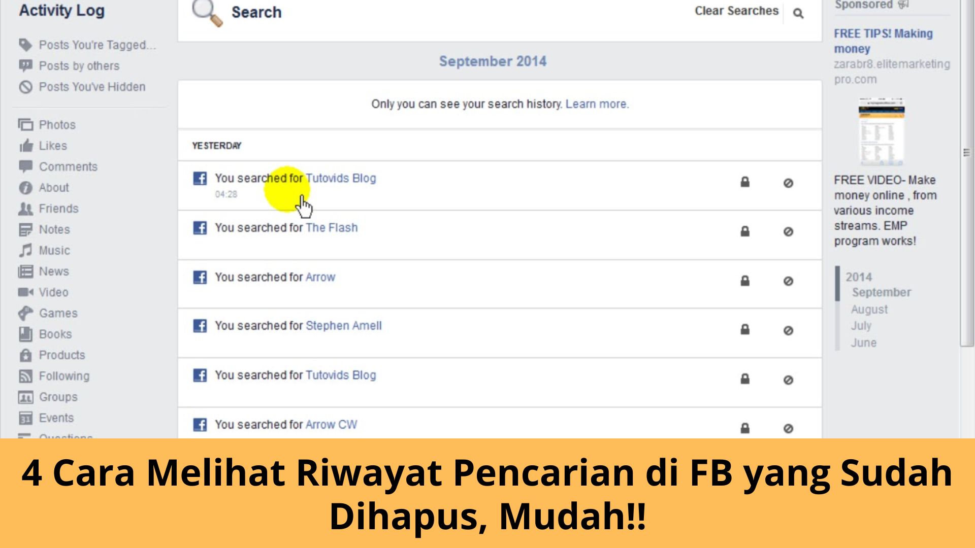 Cara Melihat Riwayat Pencarian di FB yang Sudah Dihapus