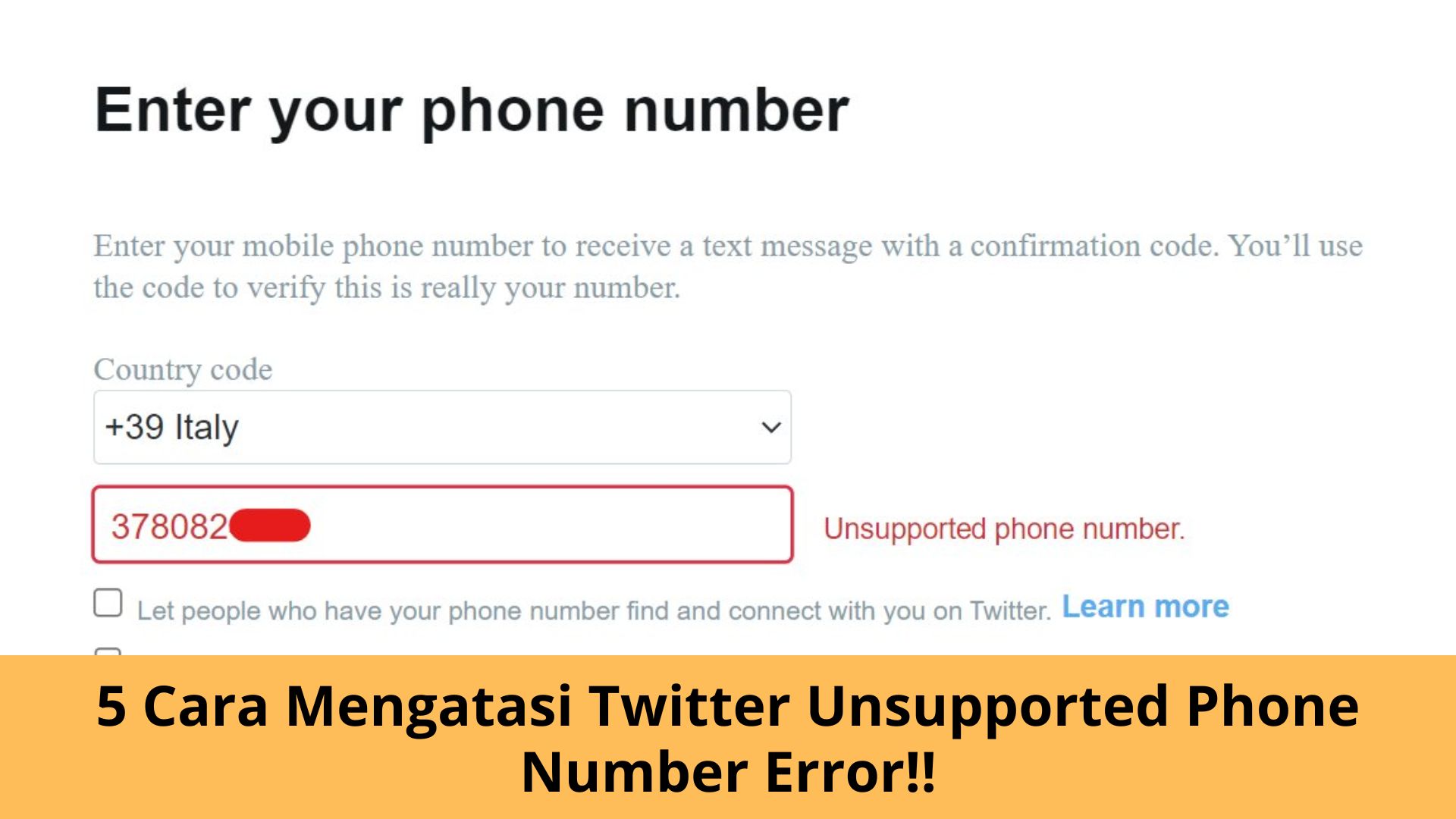 Cara Mengatasi Twitter Unsupported Phone Number